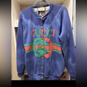 Gucci Blue Graphic Cardigan